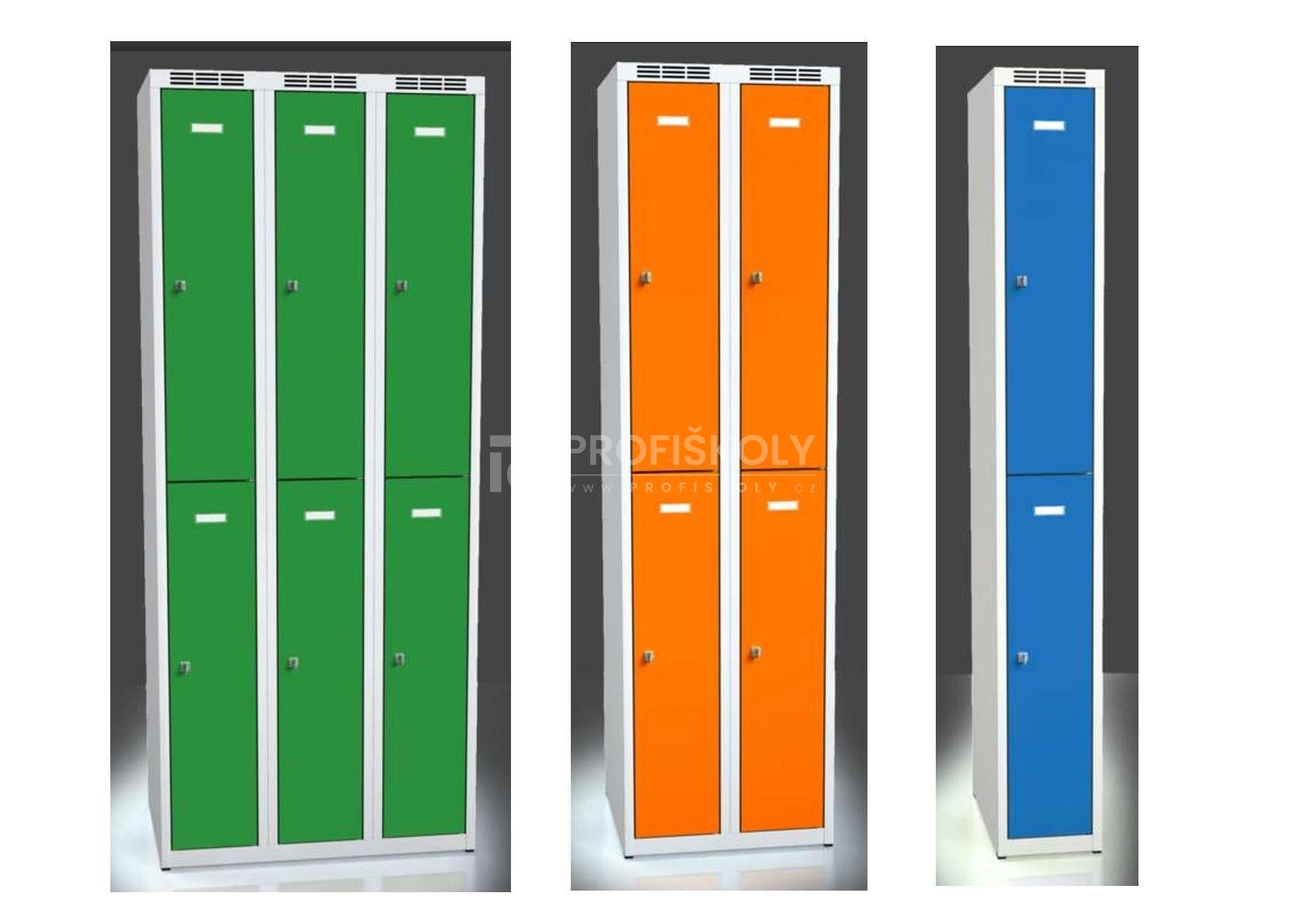 Kovová šatní skříň dvířka 2x nad sebou