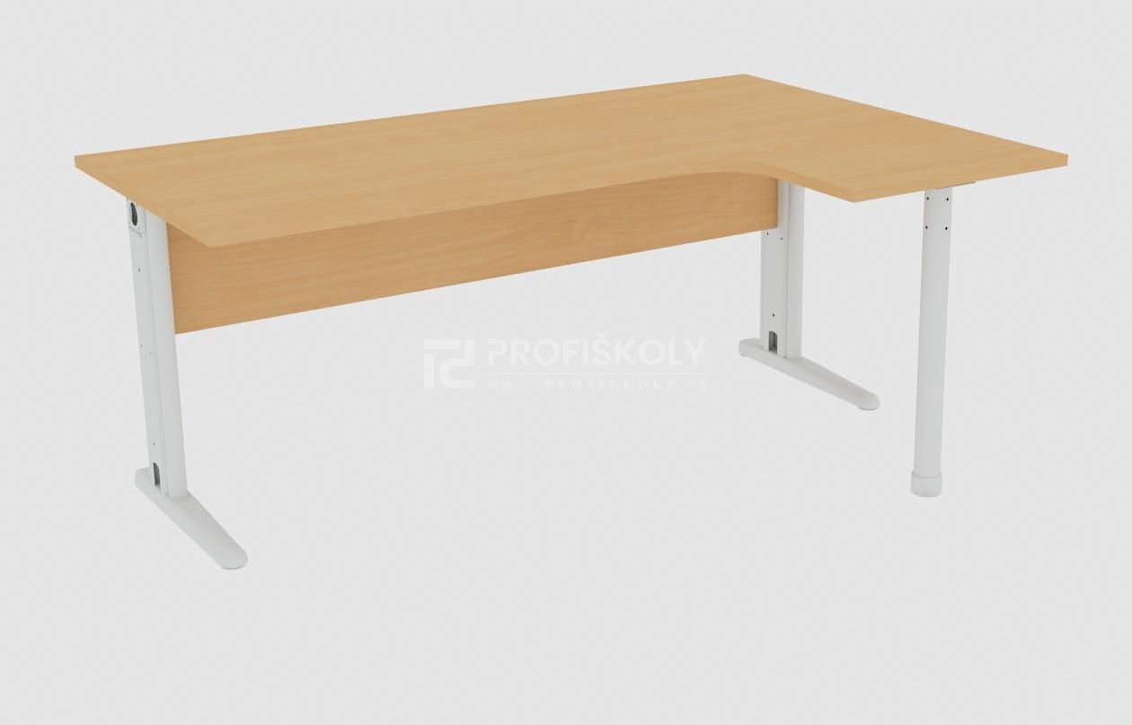 Pracovní školní stůl rohový, kovová podnož