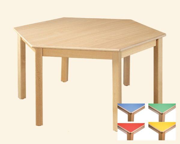 Šestiúhelníkový stůl masiv do družiny a herny - nábytek do školky