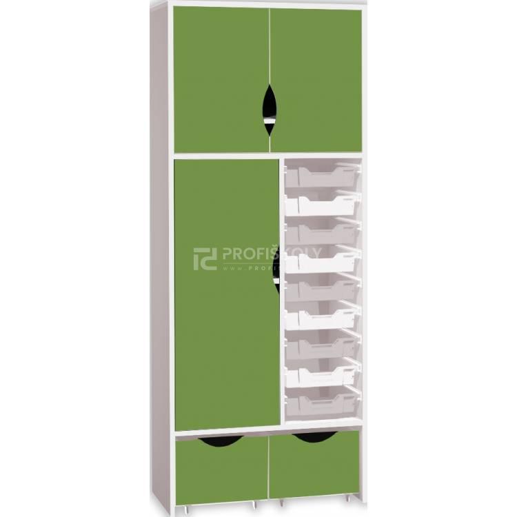 Skříňka vysoká s dvířky, kontejnery a plastovými zásuvkami PROMA (š/v/h) 800x1870x450 mm