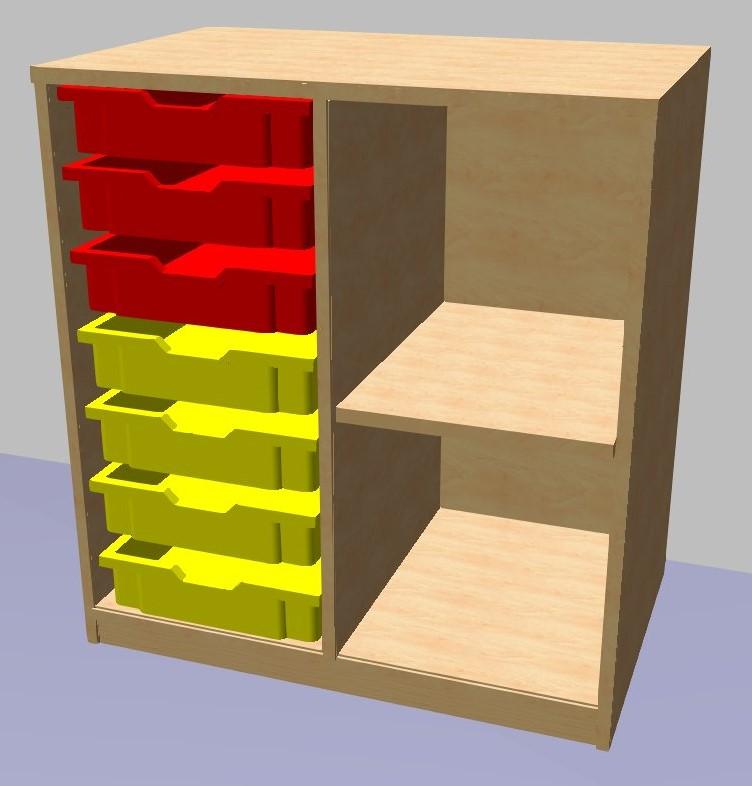 Regál pro plastové boxy s poličkou GRANT 779x700x450