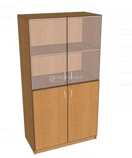 Skříň policová, dvířka/sklo 1491x800x419 mm
