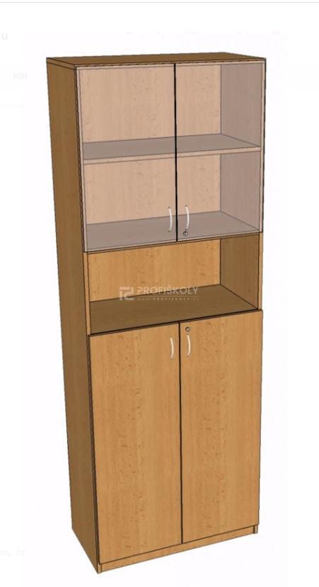 Skříň policová, dvířka/sklo, nika 2203x800x419 mm