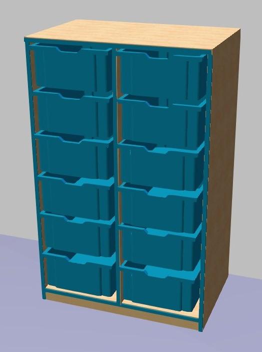 Regál pro plastové boxy GRANT 1135x700x450