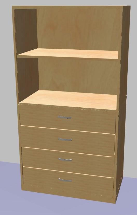 Skříňka se zásuvkami a regálem GRANT 1491x800x450