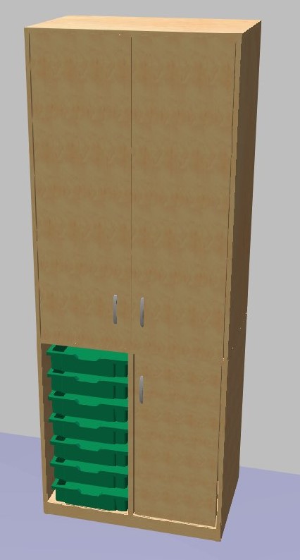 Skříň s dvířky pro plastové boxy GRANT 1847x700x450