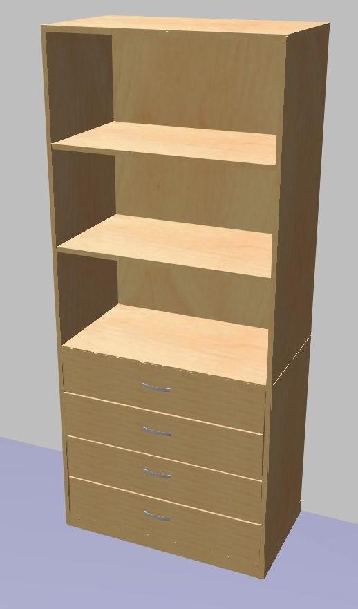 Skříňka se zásuvkami a regálem GRANT 1847x800x450