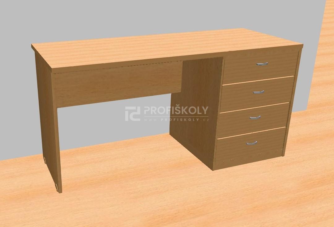 Kancel&aacute;řsk&yacute; stůl se z&aacute;suvkami, podnož lamino