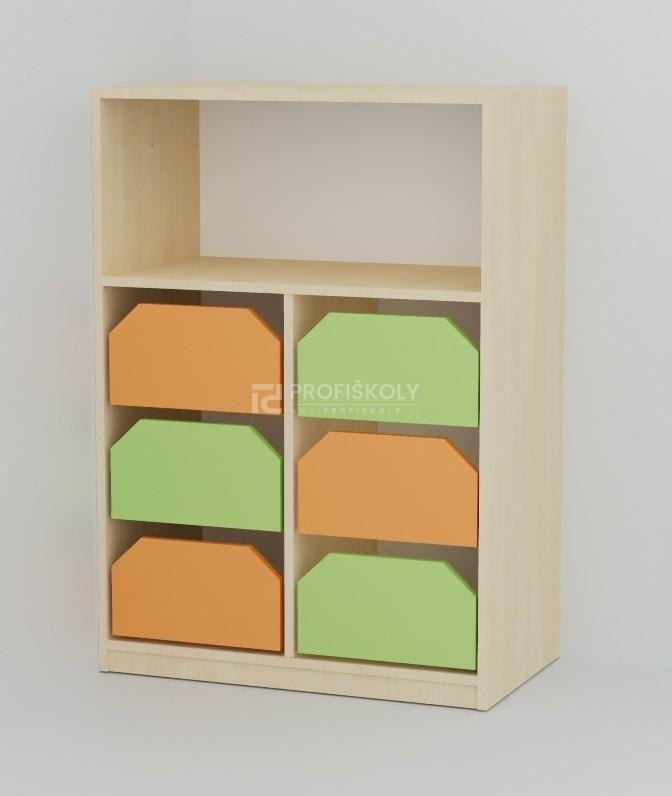 Skříňka se 6 zásuvkami a regálem COLOR 1135x800x450