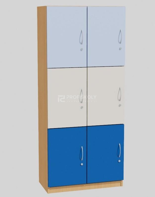 Skříň úložná 3 patra - 6 dvířek 600x1800x420 (podstavec sokl lamino)